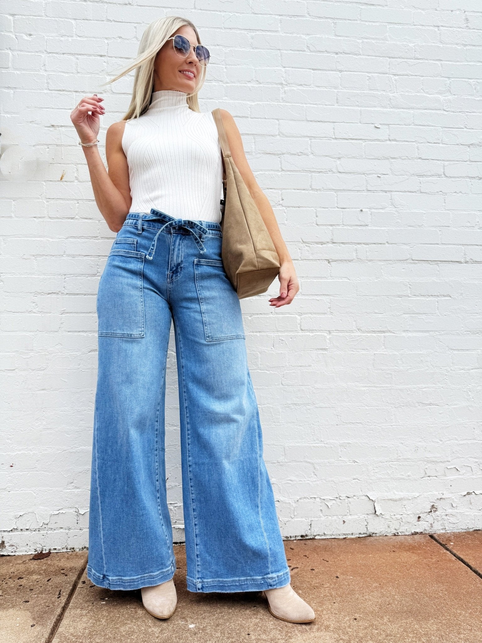 Mock Neck Ribbed Sweater Tank In Off White - Infinity Raine