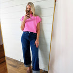 Mock Neck Short Sleeve Top In Baby Pink - Infinity Raine