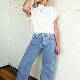 Mock Neck Short Sleeve Top In Off White - Infinity Raine