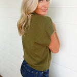 Mock Neck Short Sleeve Top In Olive - Infinity Raine