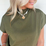 Mock Neck Short Sleeve Top In Olive - Infinity Raine