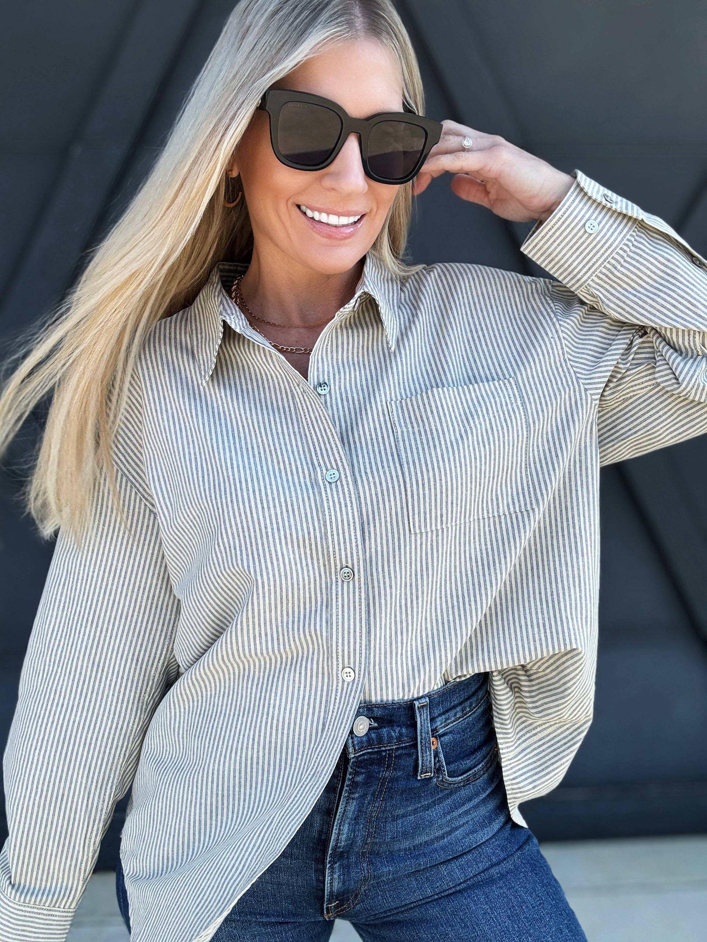 The Lark Top In Navy & Jasmine Yellow - Infinity Raine