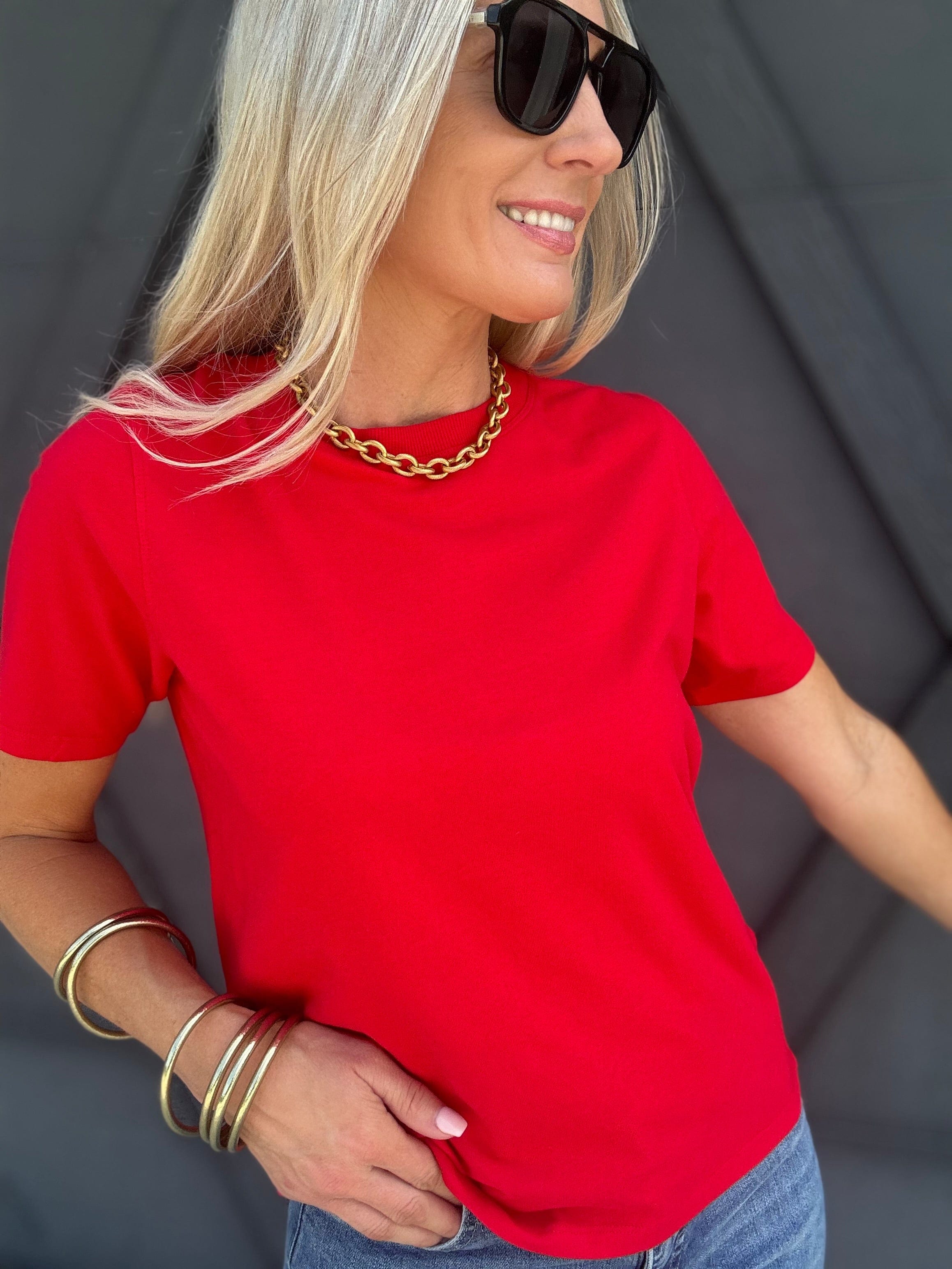 Classic Boxy Fit Tee In Cherry - Infinity Raine