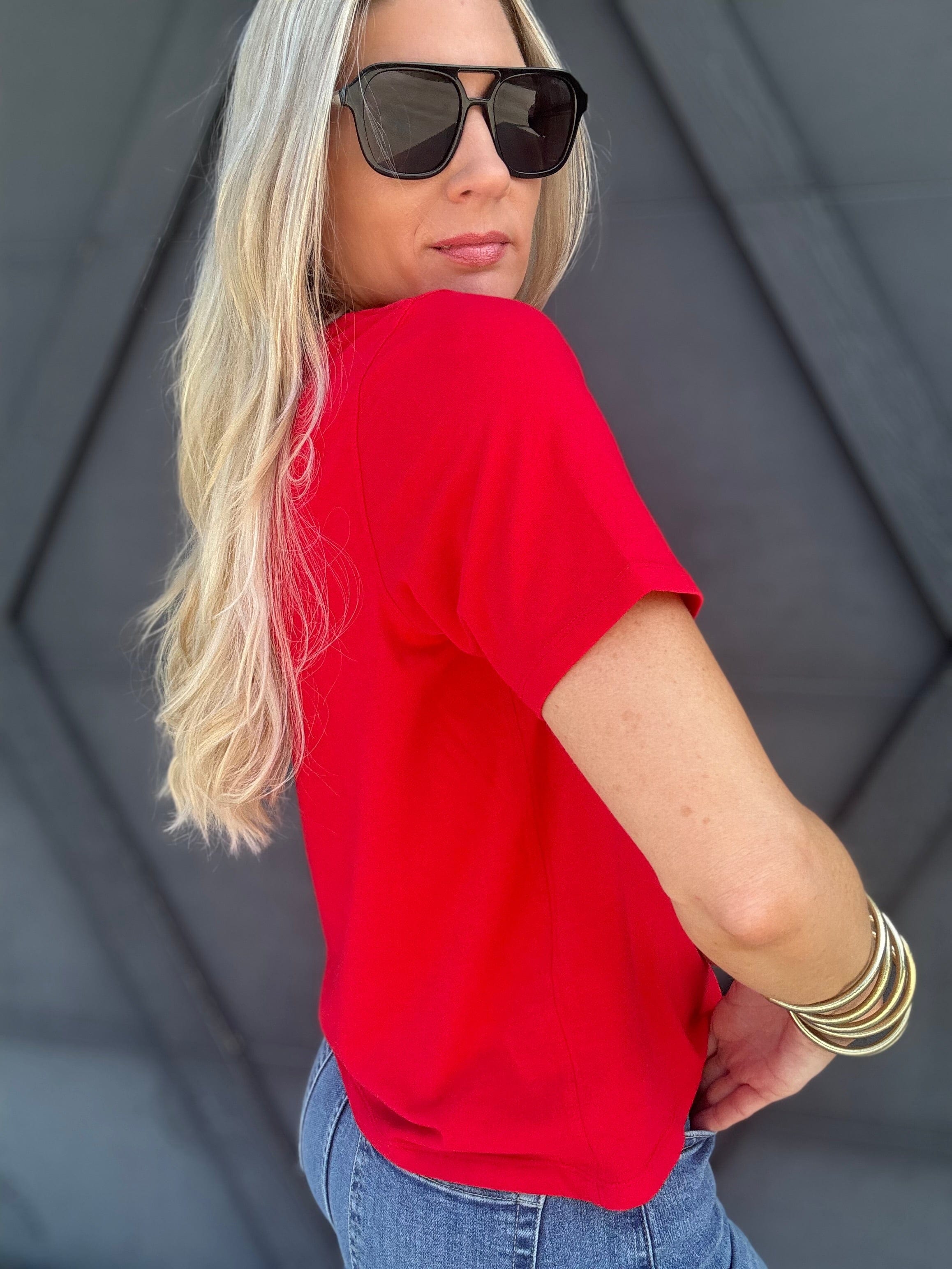 Classic Boxy Fit Tee In Cherry - Infinity Raine