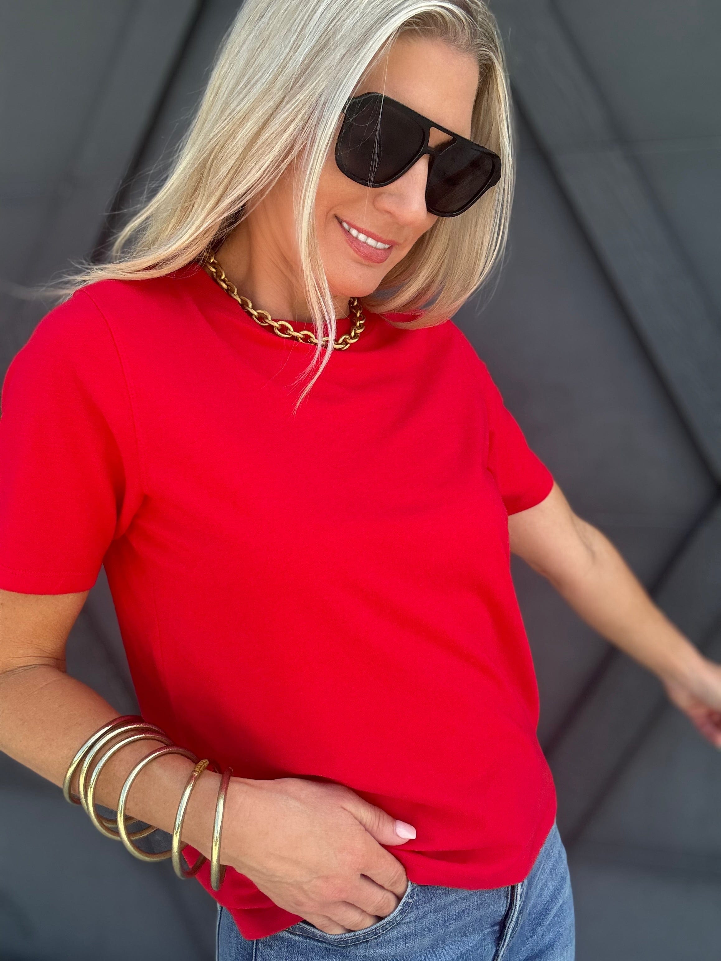 Classic Boxy Fit Tee In Cherry - Infinity Raine