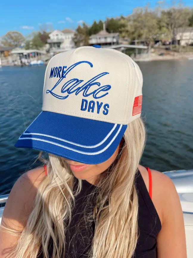More Lake Days - Royal Blue Vintage Trucker Hat - Infinity Raine