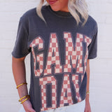 Checkerboard Game Day Tee In Pepper - Infinity Raine