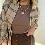 Multi Beaded Chain Heart Charm Necklace - Infinity Raine