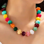 Multi Colored Resin Pebble Beaded Necklace - Infinity Raine