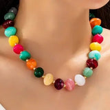 Multi Colored Resin Pebble Beaded Necklace - Infinity Raine