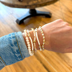 Multilayer Beaded Chain Disc Charm Bracelet In Pink - Infinity Raine