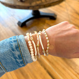 Multilayer Beaded Chain Disc Charm Bracelet In Pink - Infinity Raine