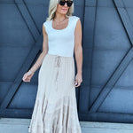 Mustard Seed Bottoms - Skirts Tie Waved Tiered Maxi Skirt In Natural