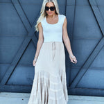 Mustard Seed Bottoms - Skirts Tie Waved Tiered Maxi Skirt In Natural