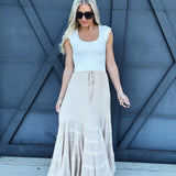 Mustard Seed Bottoms - Skirts Tie Waved Tiered Maxi Skirt In Natural