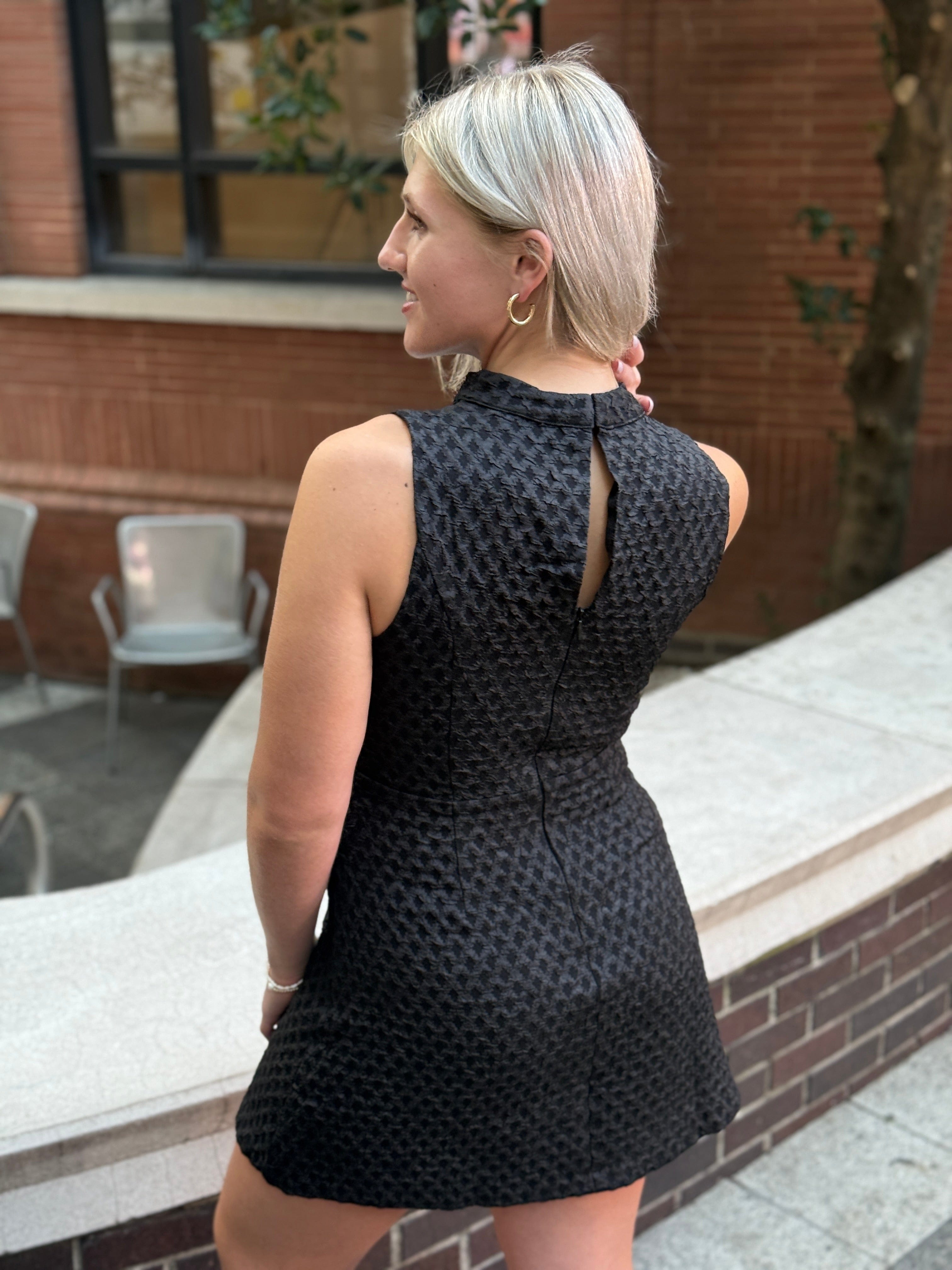 Diamond Pattern Sleeveless Dress In Black - Infinity Raine
