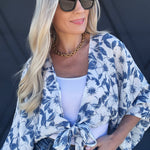 Plunging Front Tie Top In Washed Blue - Infinity Raine