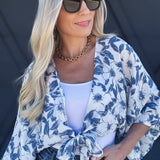 Plunging Front Tie Top In Washed Blue - Infinity Raine