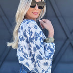 Plunging Front Tie Top In Washed Blue - Infinity Raine