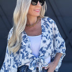 Plunging Front Tie Top In Washed Blue - Infinity Raine