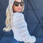 Hollow Ruffle Knit Top In Off White - Infinity Raine