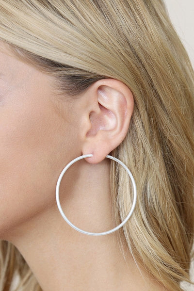 Wire Hoop Earrings-Matte Silver - Infinity Raine
