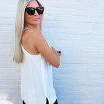 naked zebra Tops - Tanks Racer Back Side Slit Cami In Off White