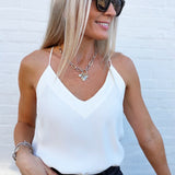 naked zebra Tops - Tanks Racer Back Side Slit Cami In Off White