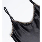 Whipstitch Satin Cami In Black - Infinity Raine