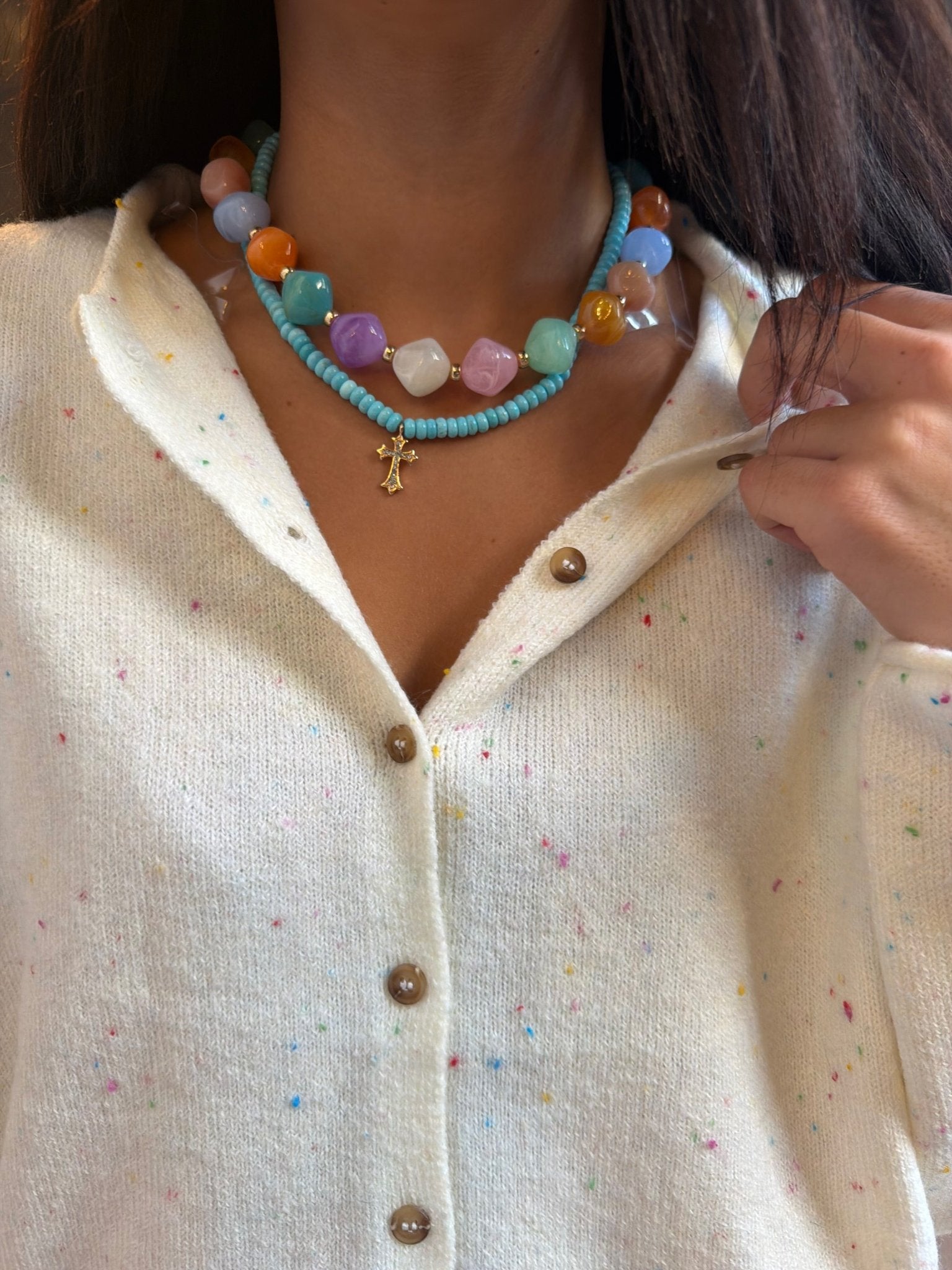 Natural Semi Precious Stone Beaded Charm Necklace - Infinity Raine