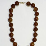 Natural Stone Agate Glass Stainless Steel Necklace In Brown - Infinity Raine