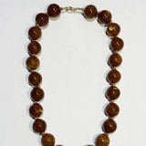 Natural Stone Agate Glass Stainless Steel Necklace In Brown - Infinity Raine