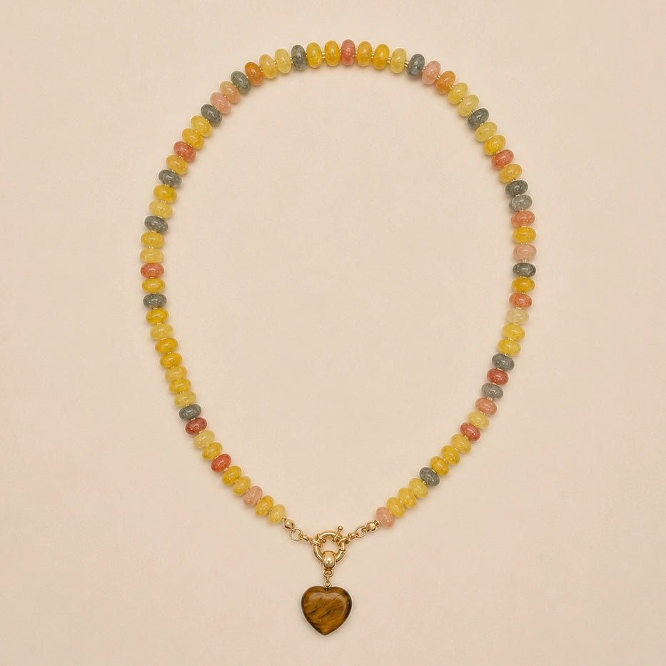 Natural Stone Semi-Precious Glass Mixed Necklace In Tort - Infinity Raine
