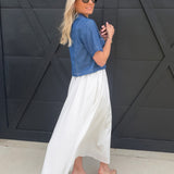 NIA Aurora Maxi Skirt In White - Infinity Raine