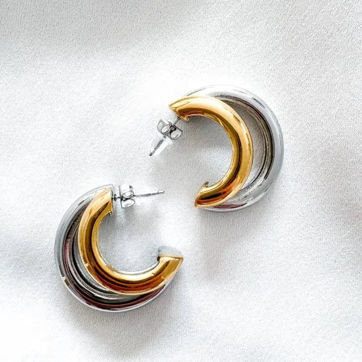 Nicholls Jewelry - Earrings Nicholls Two Tone Double Hoops 52005110