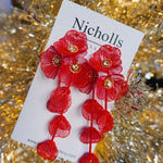 Nicholls Jewelry - Earrings Nicholls Waterfall Flower Drop Earrings In Red 00100598