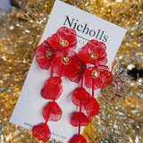 Nicholls Jewelry - Earrings Nicholls Waterfall Flower Drop Earrings In Red 00100598