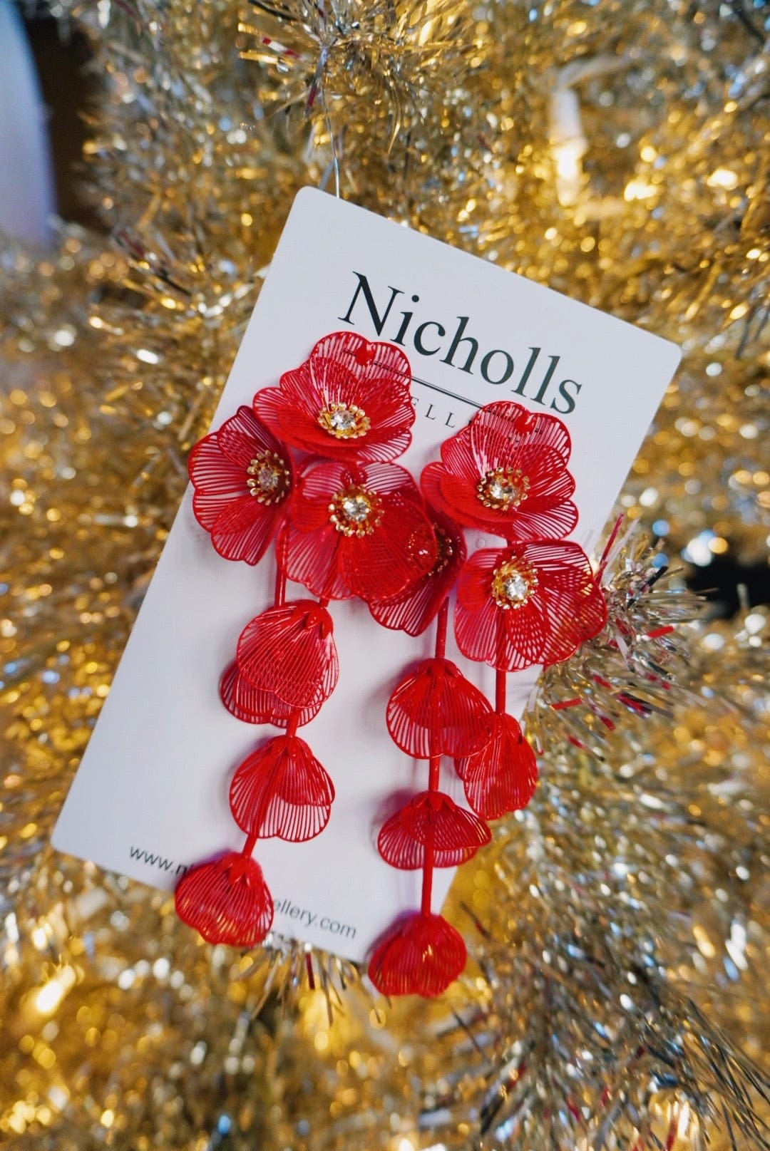 Nicholls Jewelry - Earrings Nicholls Waterfall Flower Drop Earrings In Red 00100598