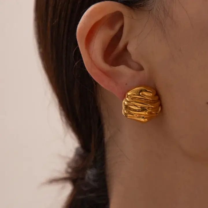 Vintage Textured Gold Stud Earrings - Infinity Raine