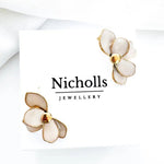 Nicholls Joy Petal Flower Earrings In Taupe - Infinity Raine