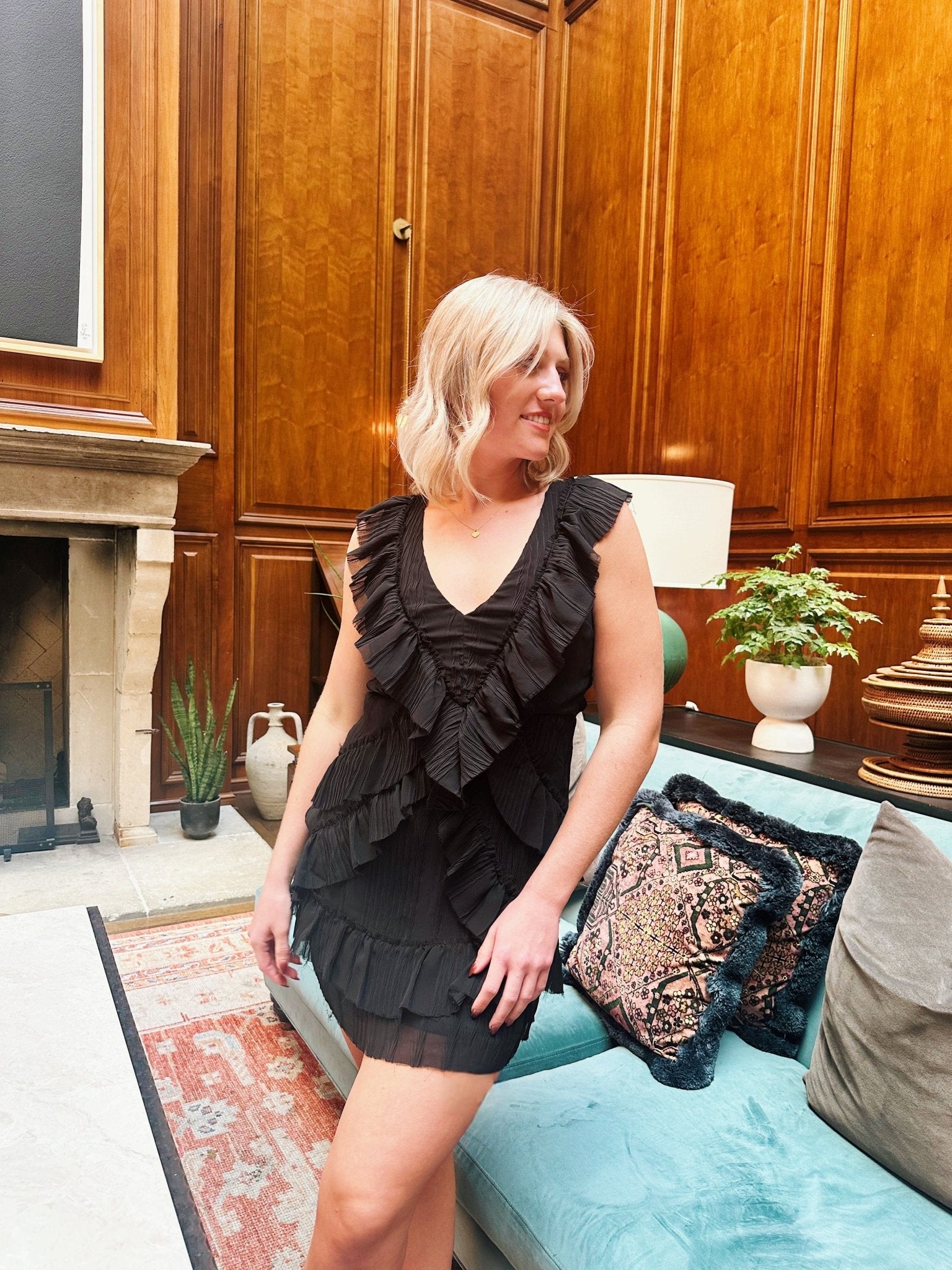 Nova Pleated Mini Dress In Black - Infinity Raine