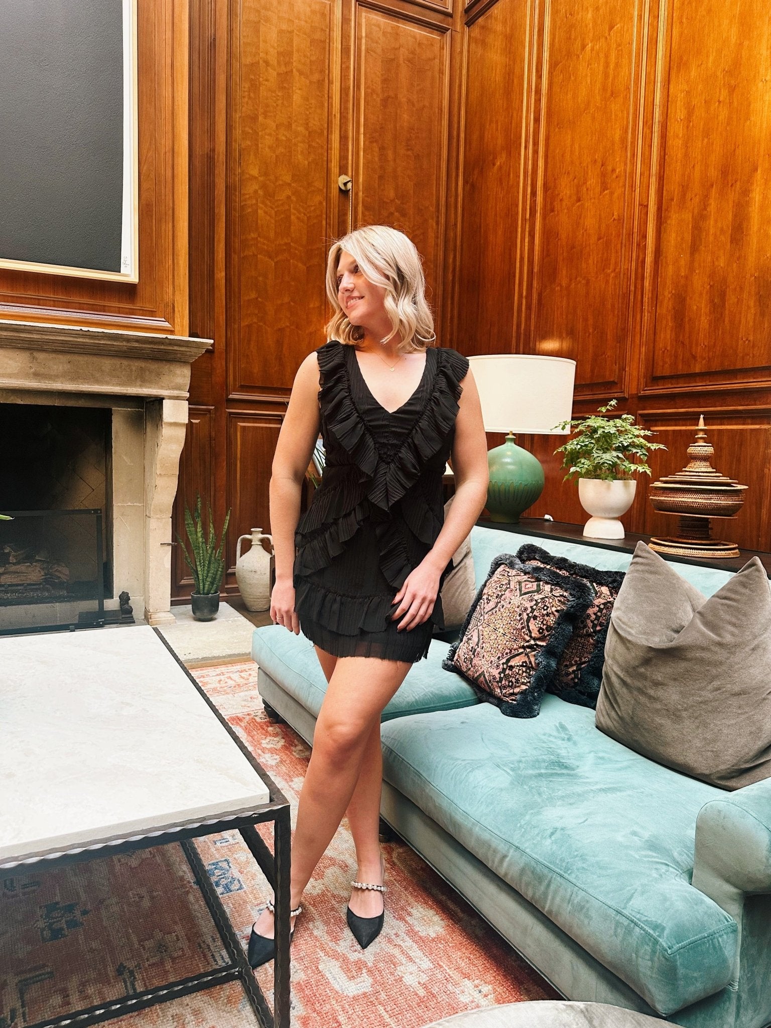 Nova Pleated Mini Dress In Black Nova Pleated Mini Dress In Black