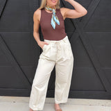 Novel Relaxed Fit Drawstring Pants In Natural - Infinity Raine