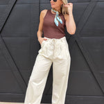 Novel Relaxed Fit Drawstring Pants In Natural - Infinity Raine