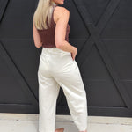 Novel Relaxed Fit Drawstring Pants In Natural - Infinity Raine
