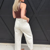 Novel Relaxed Fit Drawstring Pants In Natural - Infinity Raine