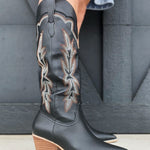 Oasis Society Ainsley Embroidered Cowboy Boots In Black - Infinity Raine