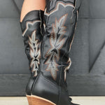 Oasis Society Ainsley Embroidered Cowboy Boots In Black - Infinity Raine