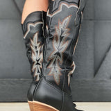 Oasis Society Ainsley Embroidered Cowboy Boots In Black - Infinity Raine