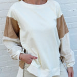 Oddi Tops - Sweatshirts Color Block Oversized Pullover In Ivory Multi